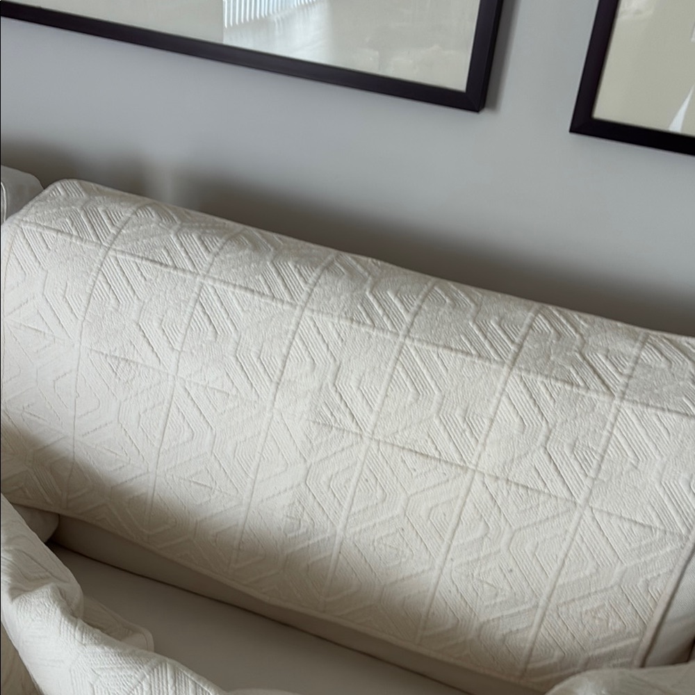 Pottery Barn Cream Blanket with Textured Geometric Design